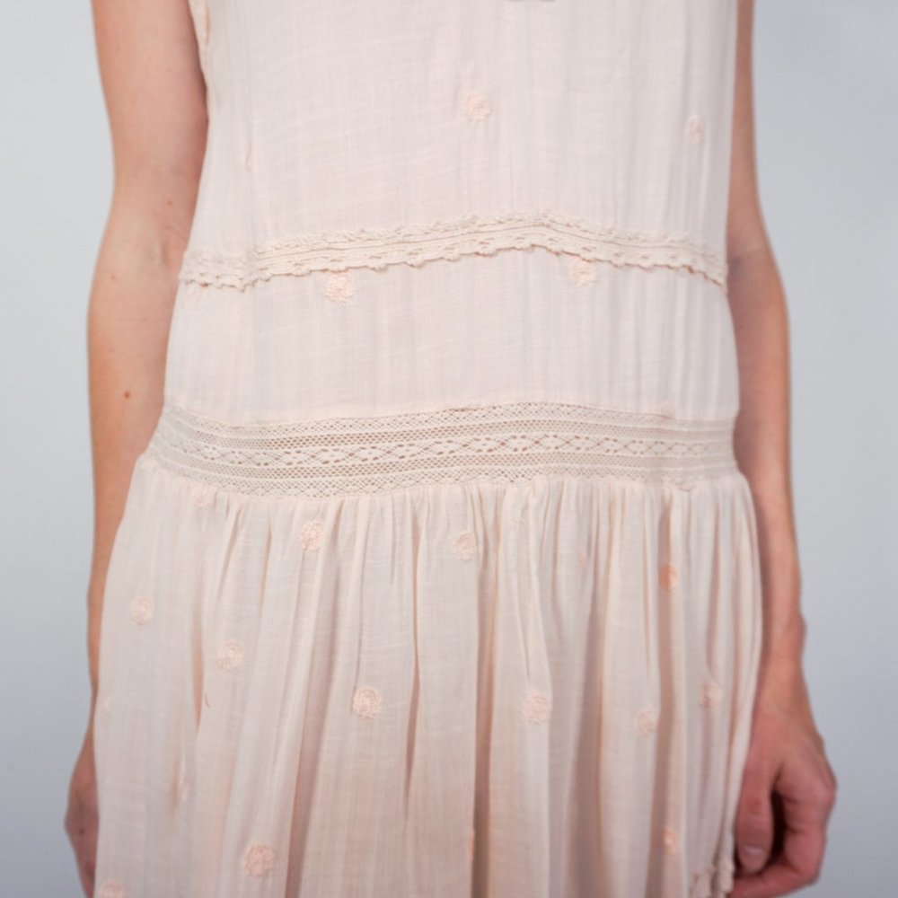 FREE PEOPLE Blush Swiss Dot Maxi Dress NWOT M1 - Picture 6 of 8